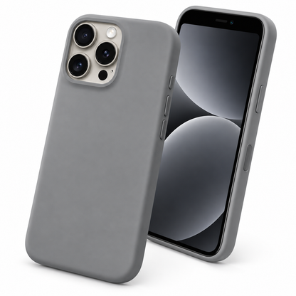 Premium Liquid Silicone Case for Apple iPhone 14 Pro Max - Grey - angled product view