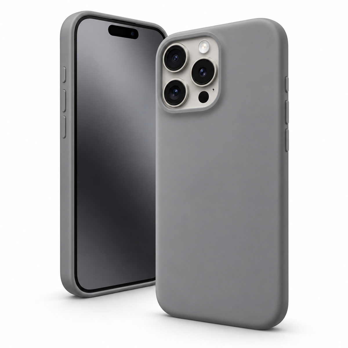 Premium Liquid Silicone Case for Apple iPhone 13 Pro Max - Grey - close-up design view