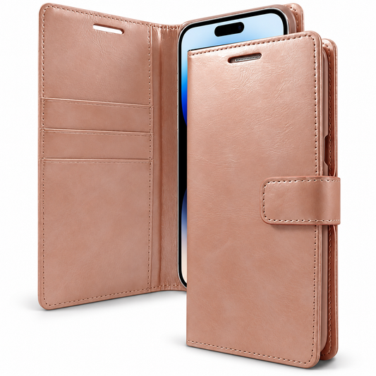 Goospery BlueMoon Wallet Case for Apple iPhone 15 - Rose Gold