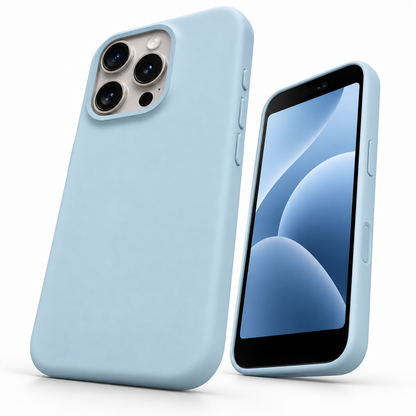 Premium Liquid Silicone Case for Apple iPhone 14 Pro Max - Light Blue - side profile product view