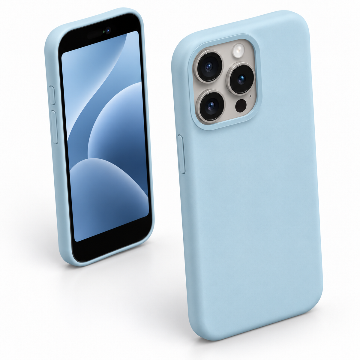 Premium Liquid Silicone Case for Apple iPhone 14 Pro Max - Light Blue - close-up design view