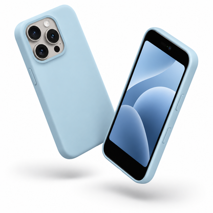Premium Liquid Silicone Case for Apple iPhone 14 Pro Max - Light Blue - angled product view