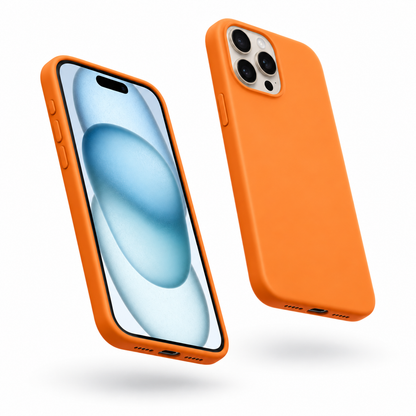 Premium Liquid Silicone Case for Apple iPhone 14 Pro Max - Orange - close-up design view