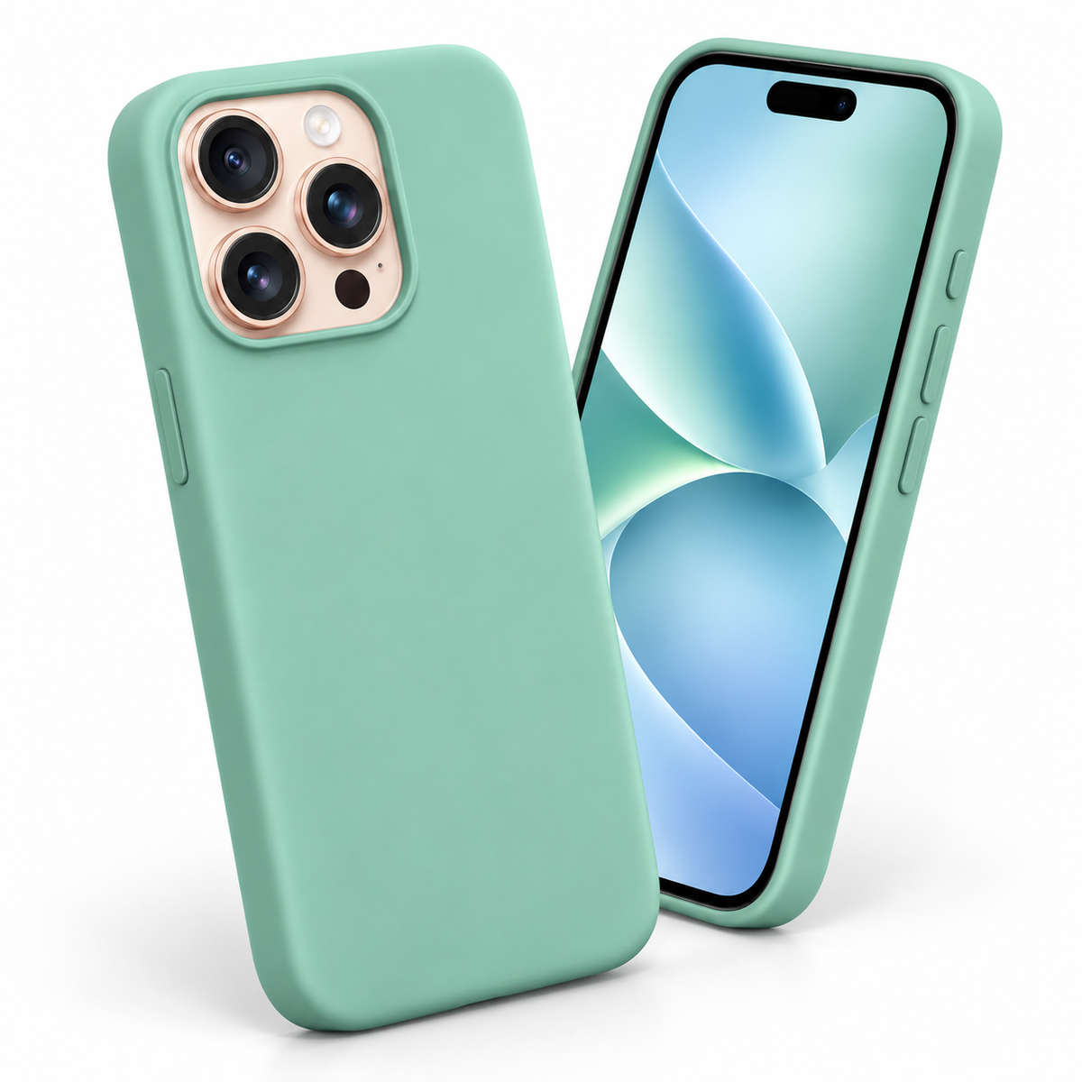 Premium Liquid Silicone Case for Apple iPhone 14 Pro Max - Teal - side profile product view