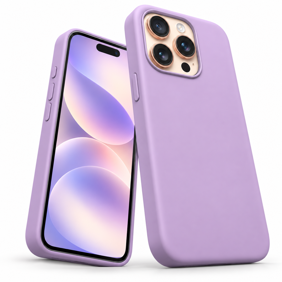 Premium Liquid Silicone Case for Apple iPhone 14 Pro - Light Purple - close-up design view