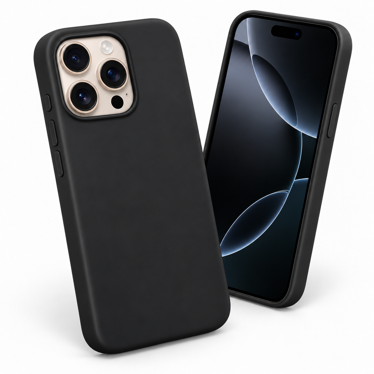 Premium Liquid Silicone Case for Apple iPhone 14 Pro - Black - side profile product view