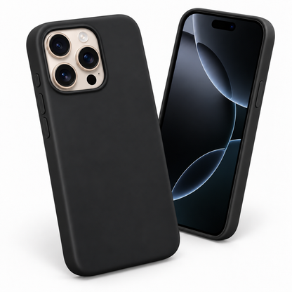 Premium Liquid Silicone Case for Apple iPhone 14 Pro Max - Black - side profile product view