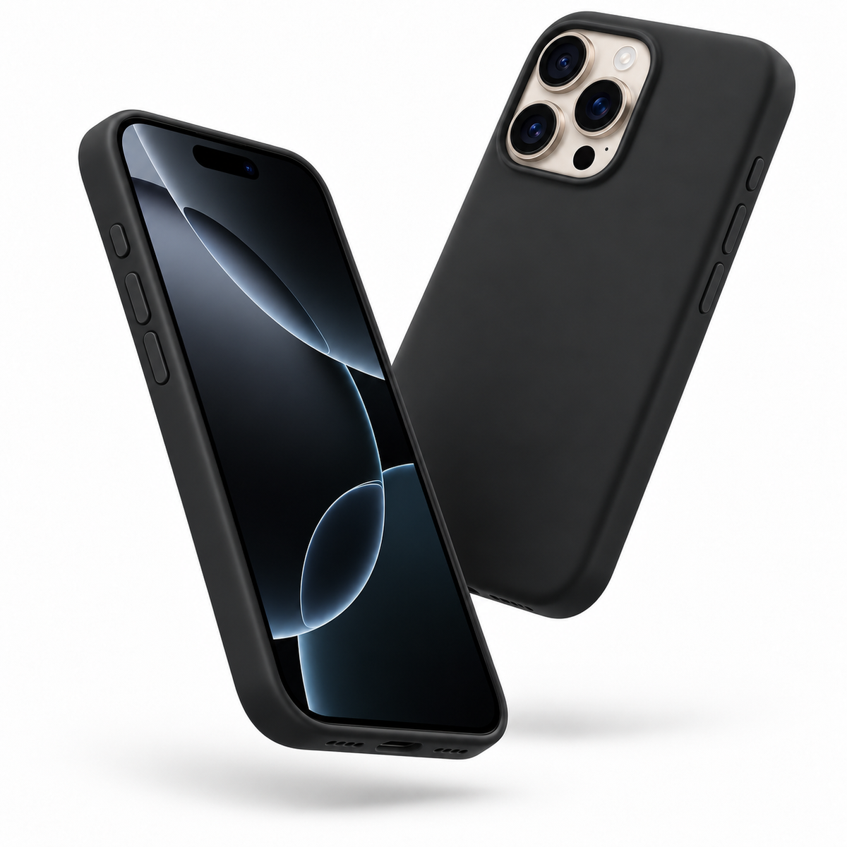 Premium Liquid Silicone Case for Apple iPhone 14 Pro - Black - close-up design view