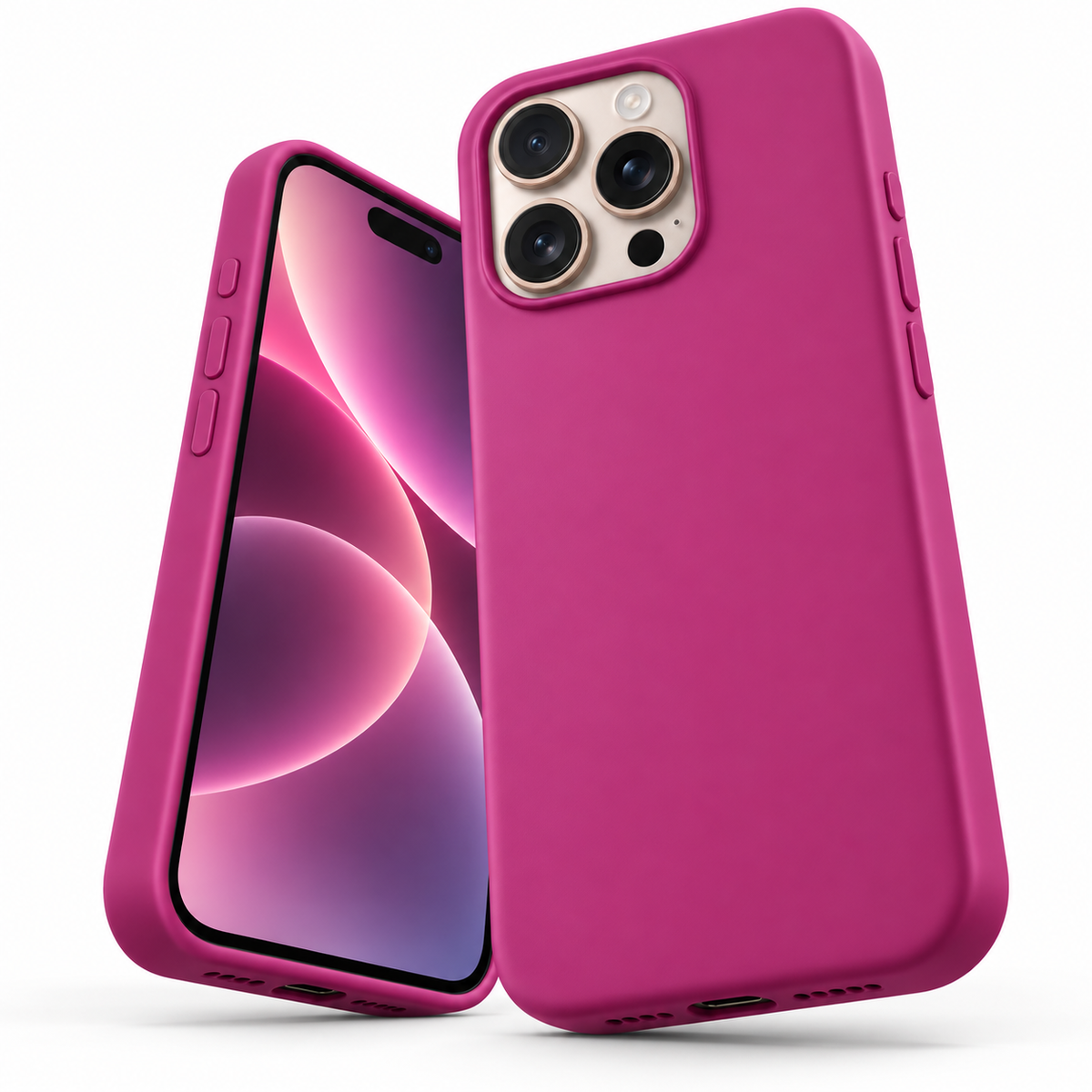 Premium Liquid Silicone Case for Apple iPhone 13 Pro Max - Hot Pink - side profile product view