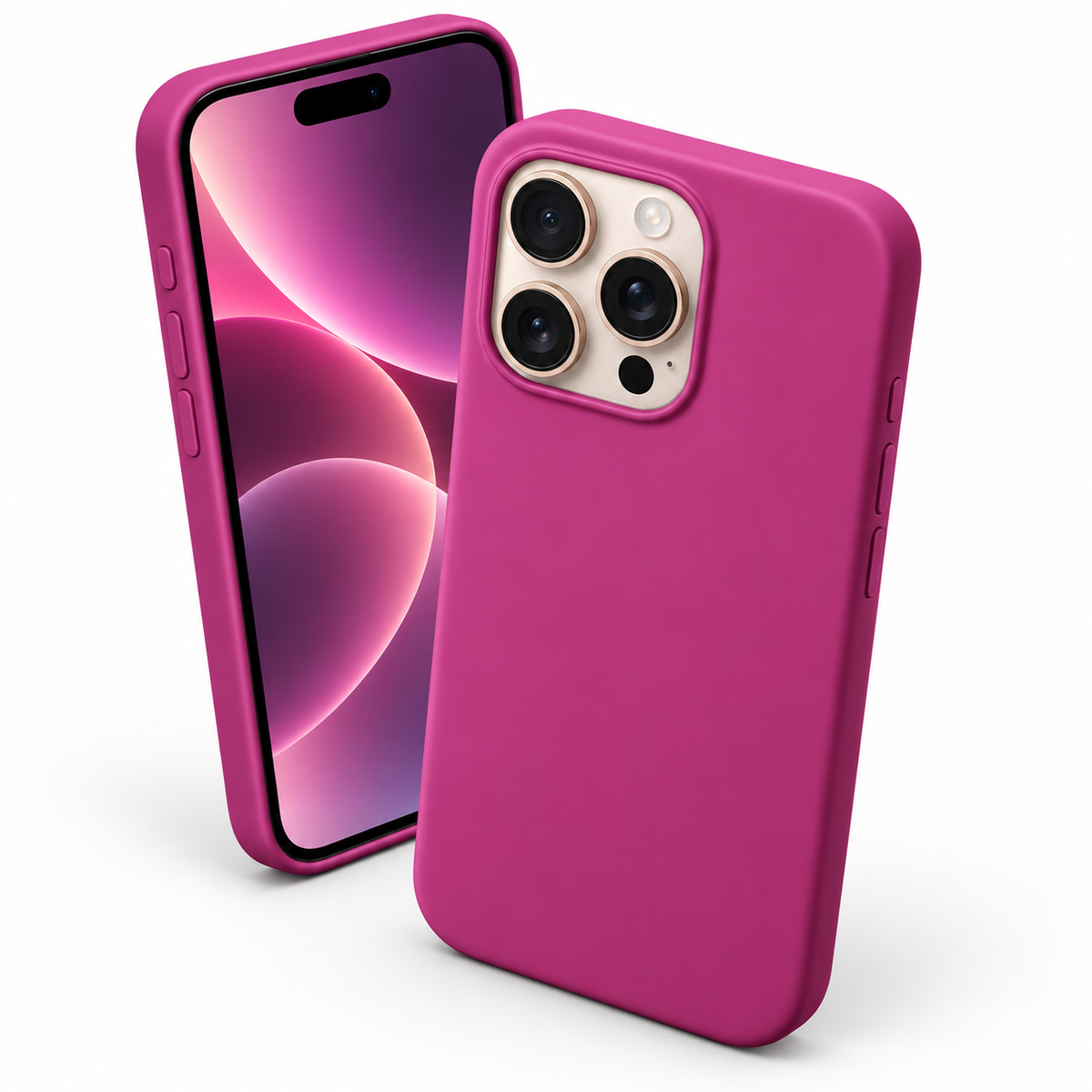 Premium Liquid Silicone Case for Apple iPhone 14 Pro - Hot Pink - angled product view