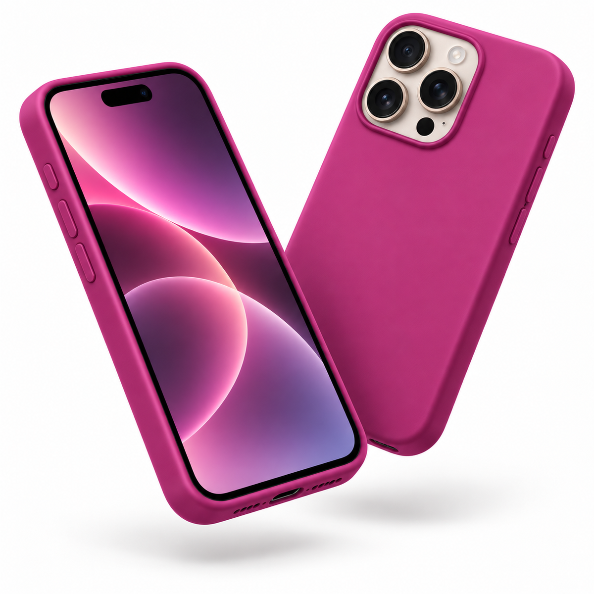 Premium Liquid Silicone Case for Apple iPhone 14 Pro - Hot Pink - close-up design view