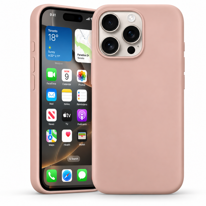 Premium Liquid Silicone Case for Apple iPhone 14 Pro - Rose Gold - close-up design view