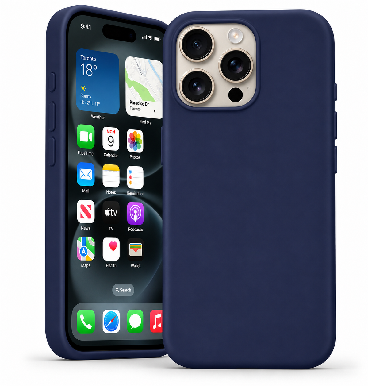 Premium Liquid Silicone Case for Apple iPhone 14 Pro Max - Navy - side profile product view