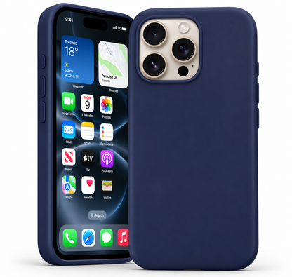 Premium Liquid Silicone Case for Apple iPhone 14 Pro Max - Navy - angled product view