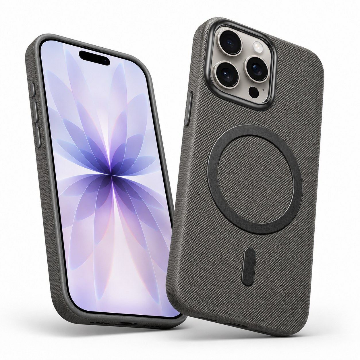 Grey fabric protective phone cover for Apple iPhone 16 Pro Max
