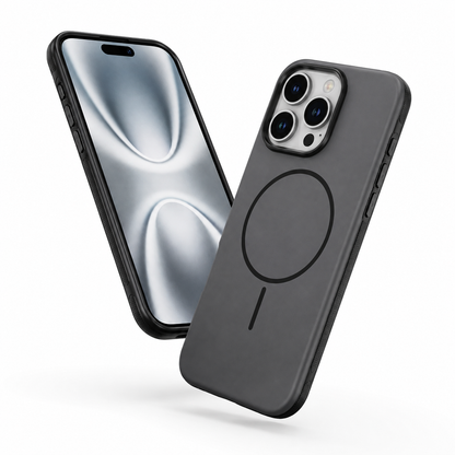 Black iPhone 16 Pro Max stylish magnetic protective case
