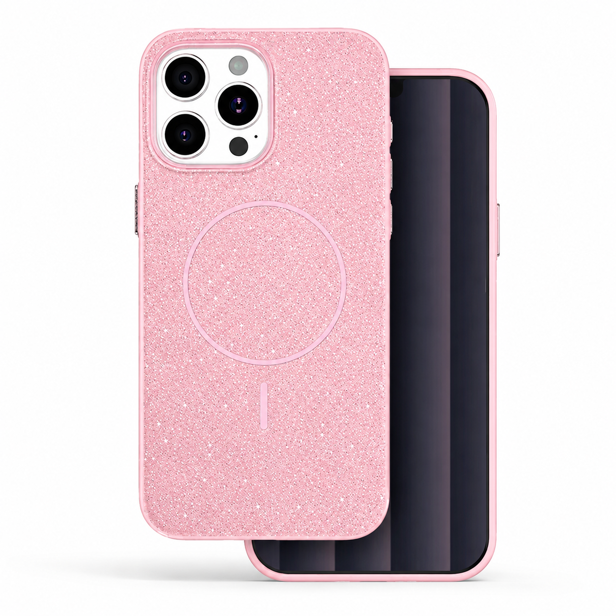 Rose Gold Glitsy MagSafe Case for Apple iPhone 16 Pro Max back view
