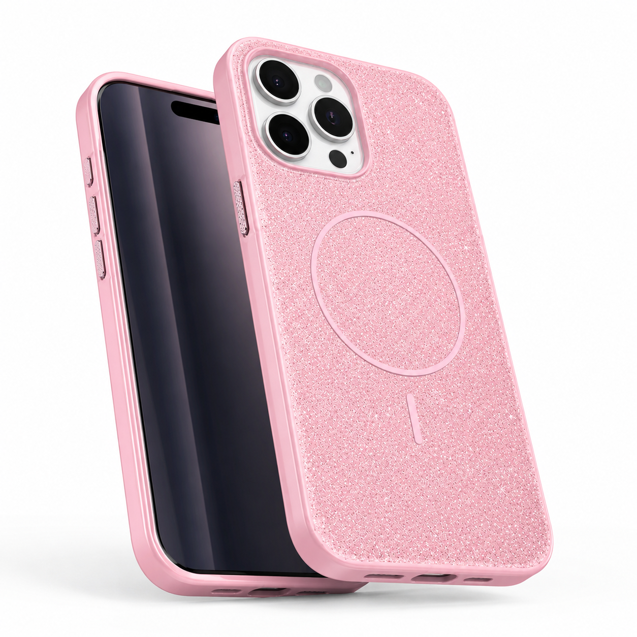 Rose Gold glitter style MagSafe phone case for iPhone 16 Pro Max
