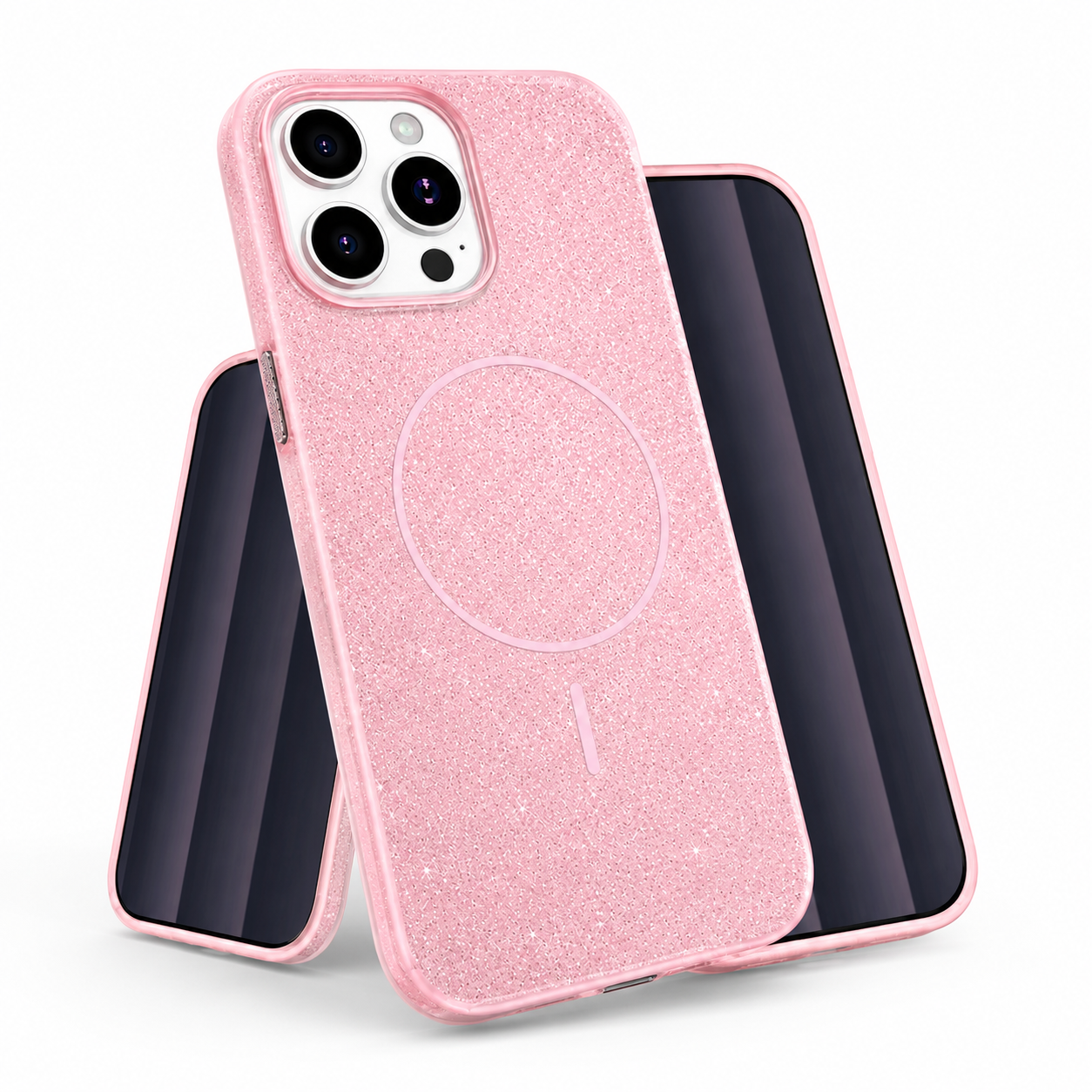 Glitsy MagSafe Rose Gold Case for Apple iPhone 16 Pro Max side view
