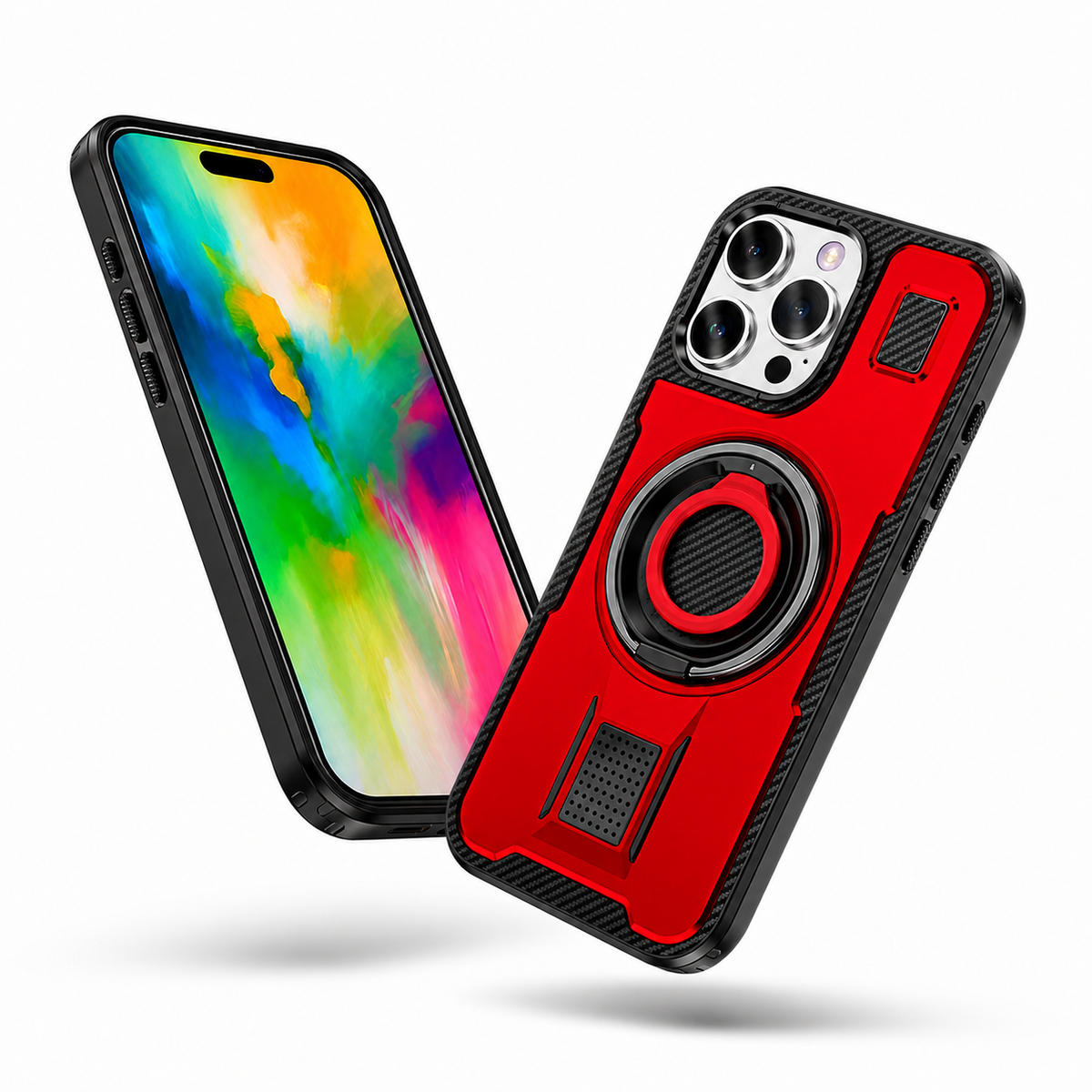 Ring Grip and Stand Case for Apple iPhone 13 Pro Max - Red - side profile product view