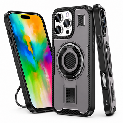 Grey Ring Grip and Stand for Apple iPhone 16 Pro Max back view
