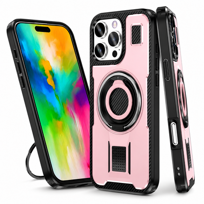 Pink Ring Grip and Stand for Apple iPhone 16 Pro Max back view
