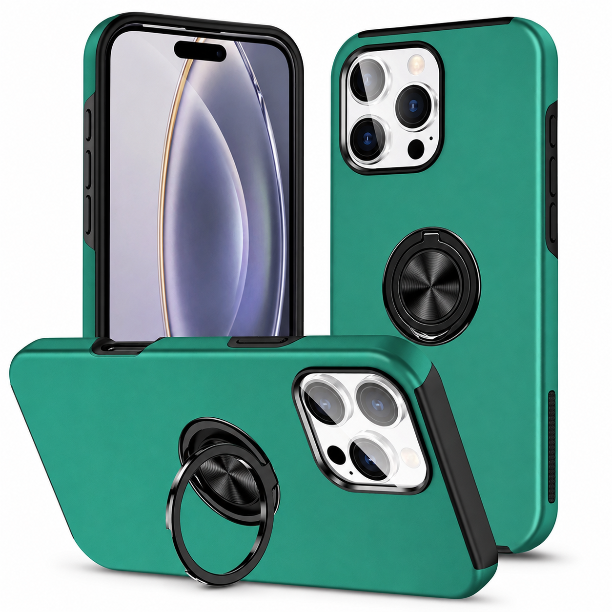 Swirl Invisible Ring Case for Apple iPhone 16 Pro Max - Midnight Green