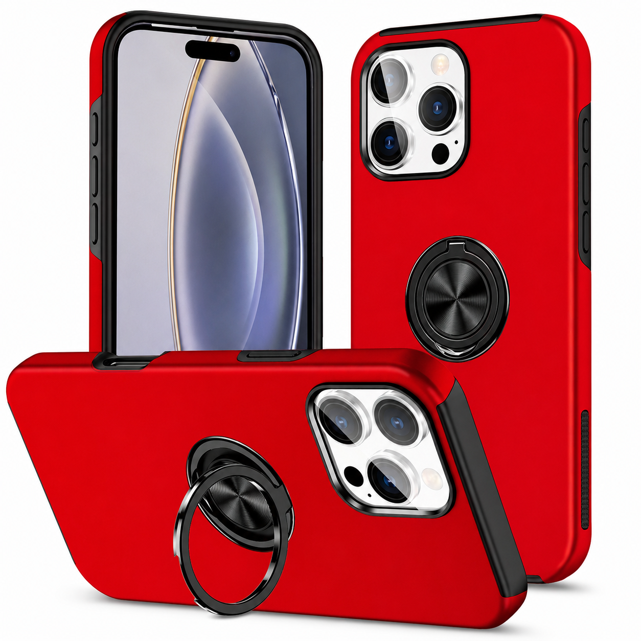 Swirl Invisible Ring Case for Apple iPhone 16 Pro Max - Red