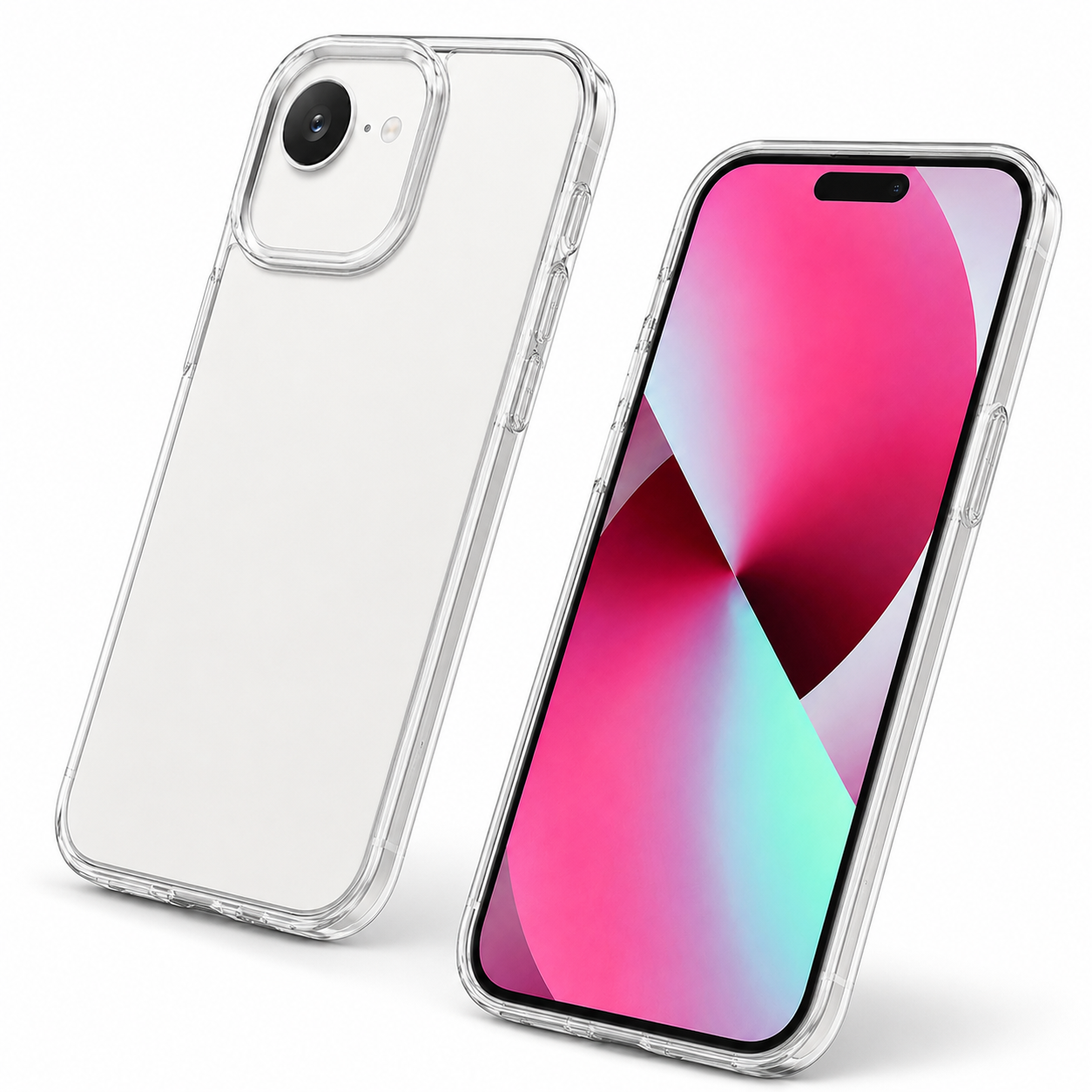 Clear impact-resistant iPhone case with reinforced corners and camera protection