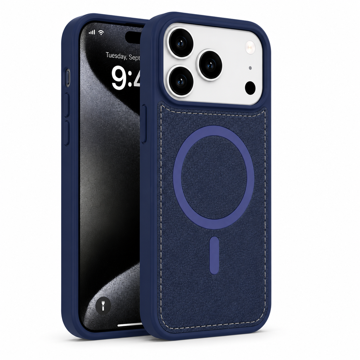 MagSafe Rich Craft Leather Case Apple iPhone 17 Pro Navy Blue Protective Phone Case