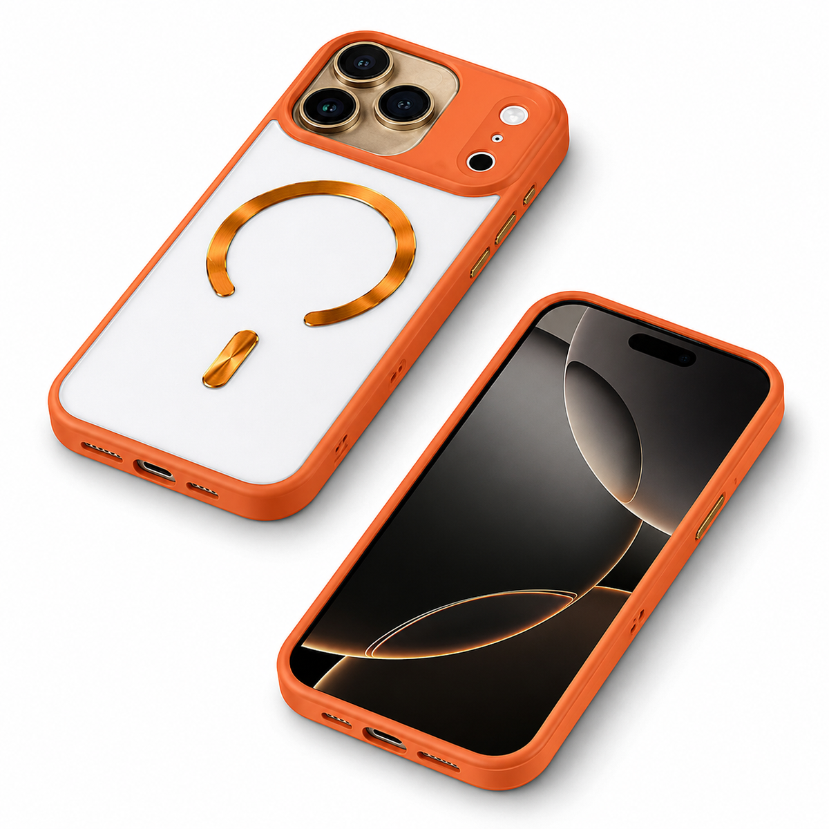 Apple iPhone 18 Pro Max Orange Protective Case Transparent MagSafe Phone Cover