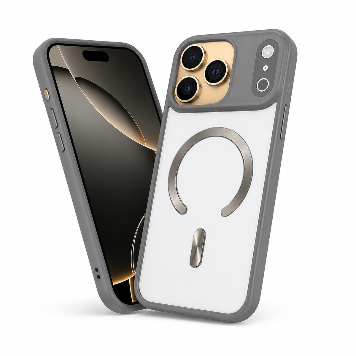 Titanium Grey MagSafe iPhone 18 Pro Max Case Clear Back Shockproof Phone Cover