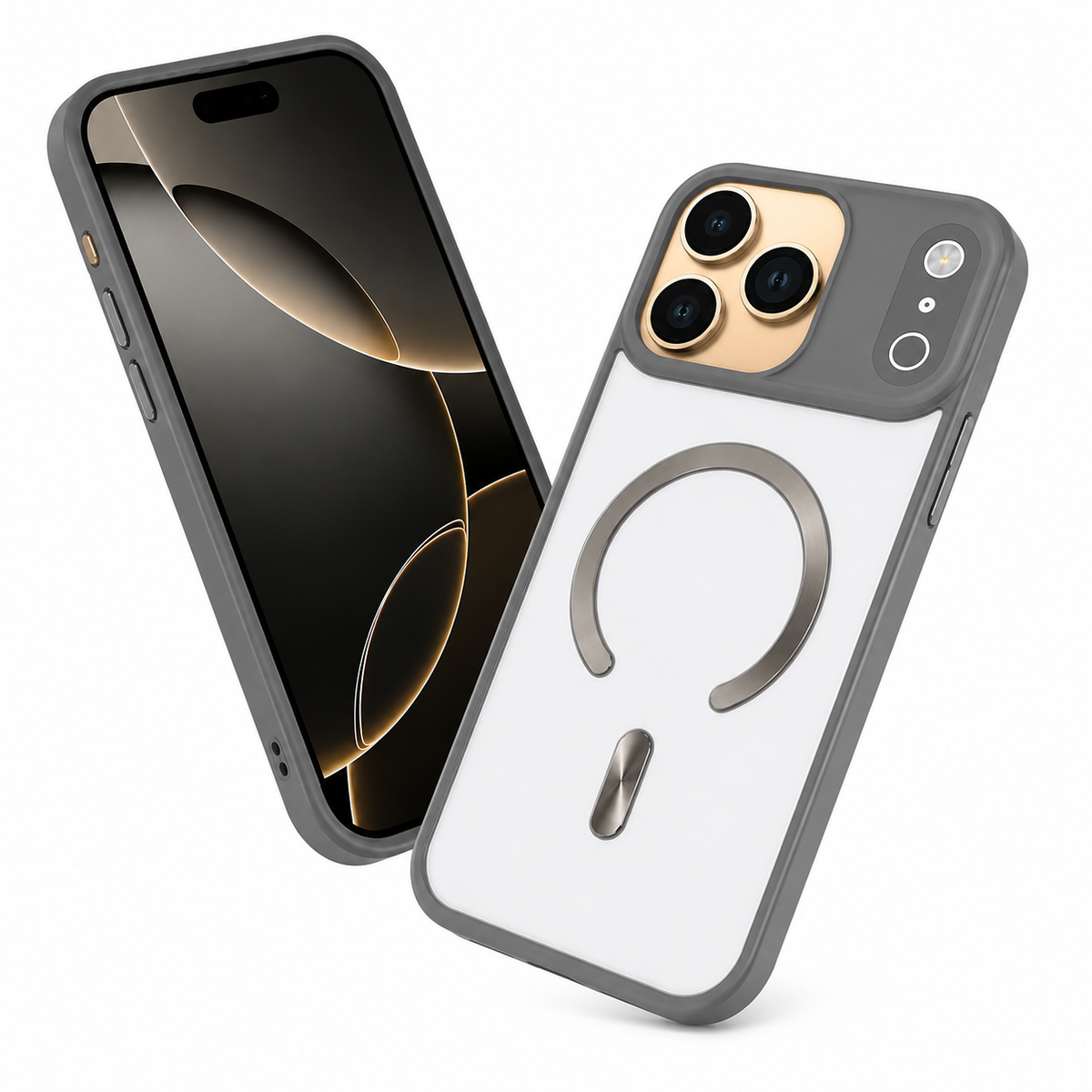 Frosted Clear iPhone 18 Pro Max Case Impact Resistant Mobile Cover Titanium Grey