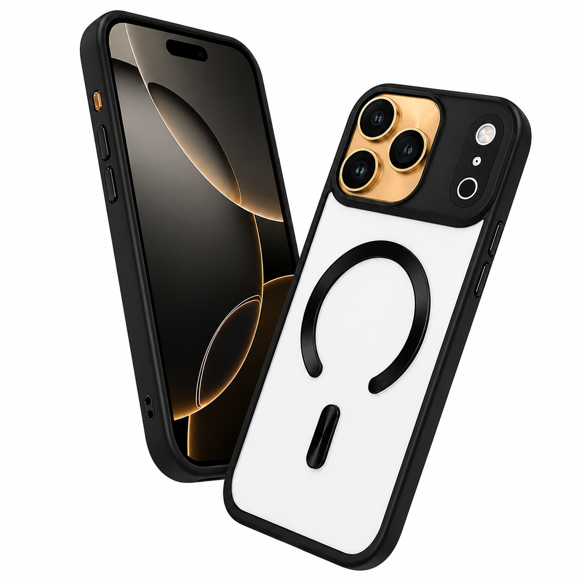 Transparent Frosted Back iPhone 18 Pro Max Phone Cover Black Frame