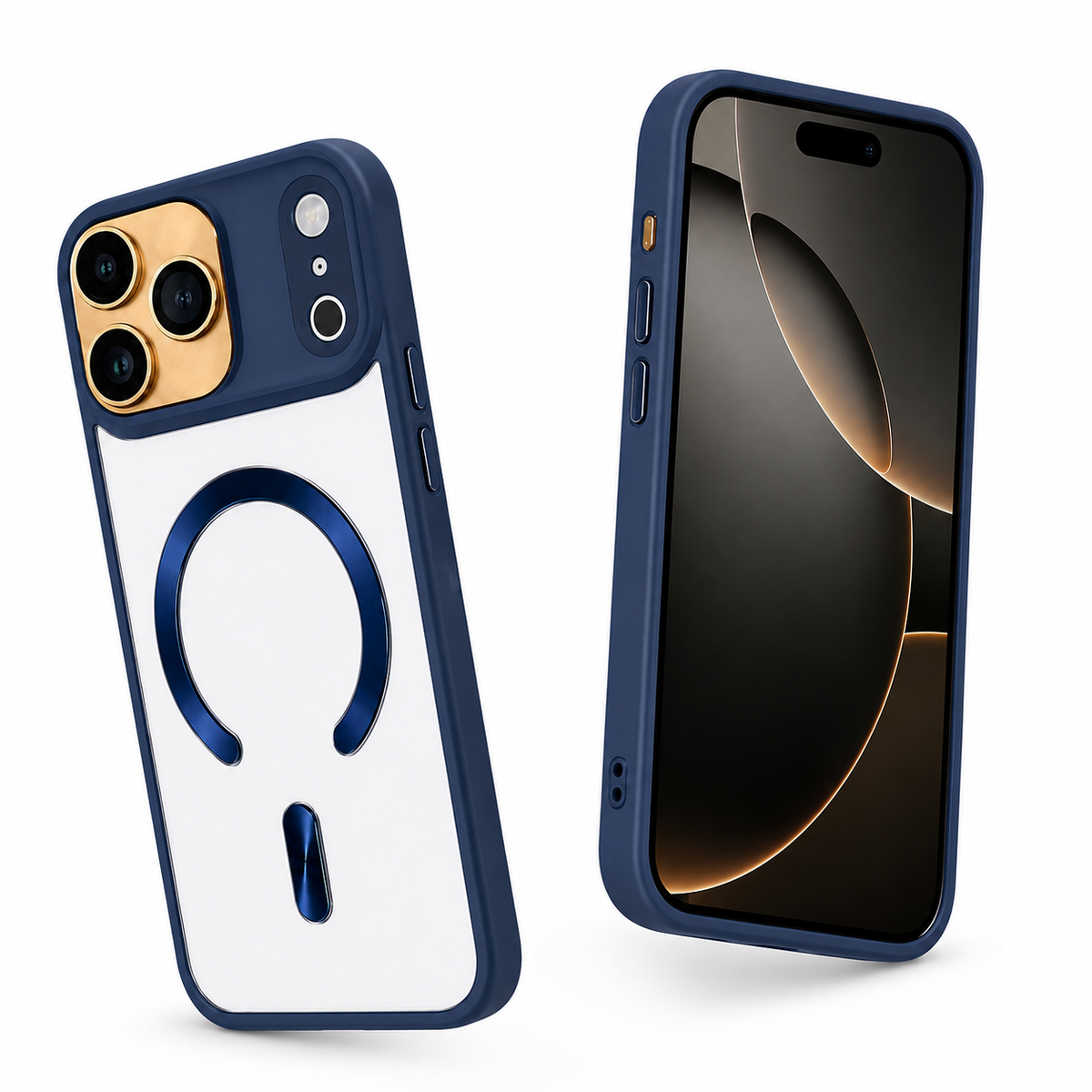 Frosted Transparent Back iPhone 18 Pro Max Navy Blue Case