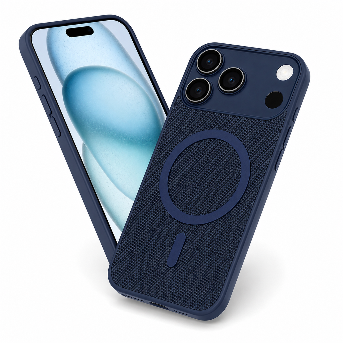 iPhone 18 Pro Max Blue phone cover, MagSafe compatible smartphone case, rugged mobile case