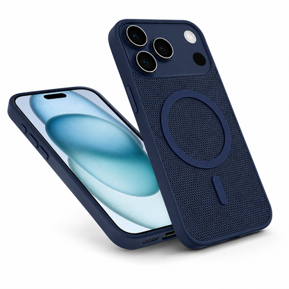Blue textured smartphone case, anti-slip protective phone cover, impact-resistant mobile case