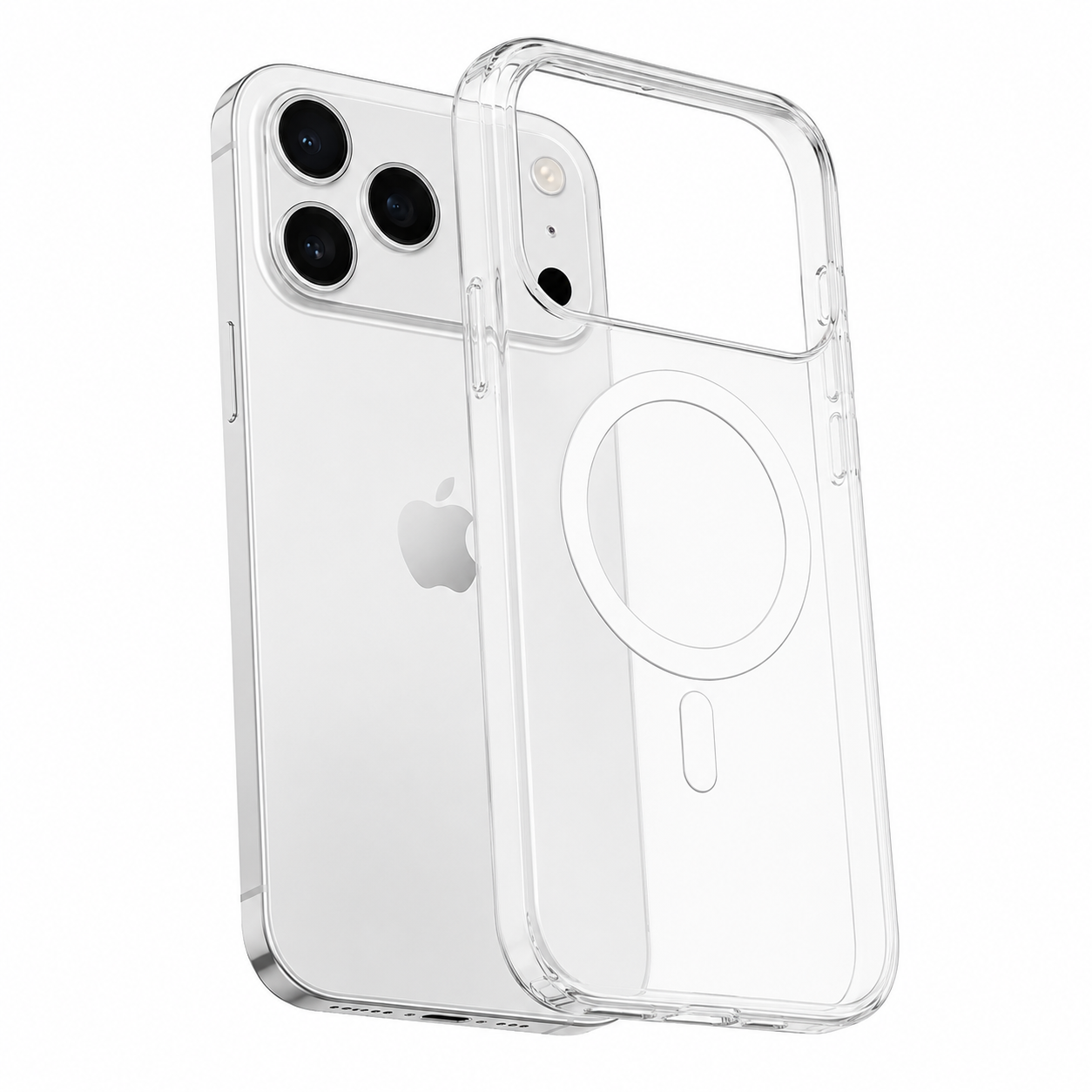 iPhone 17 Pro clear MagSafe case, crystal transparent smartphone cover, protective mobile case