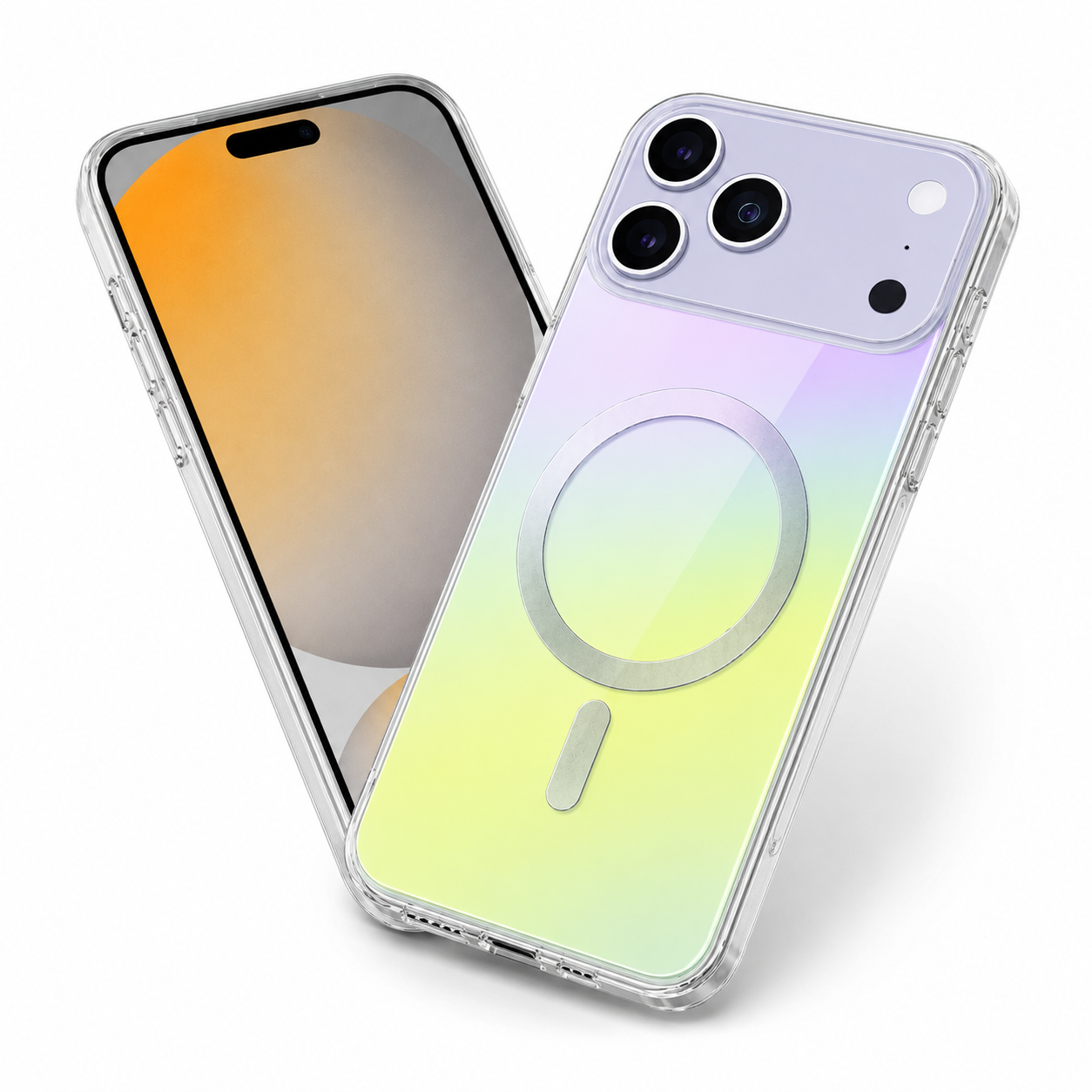 Transparent rainbow phone case for Apple iPhone 17 Pro, shockproof protective mobile cover