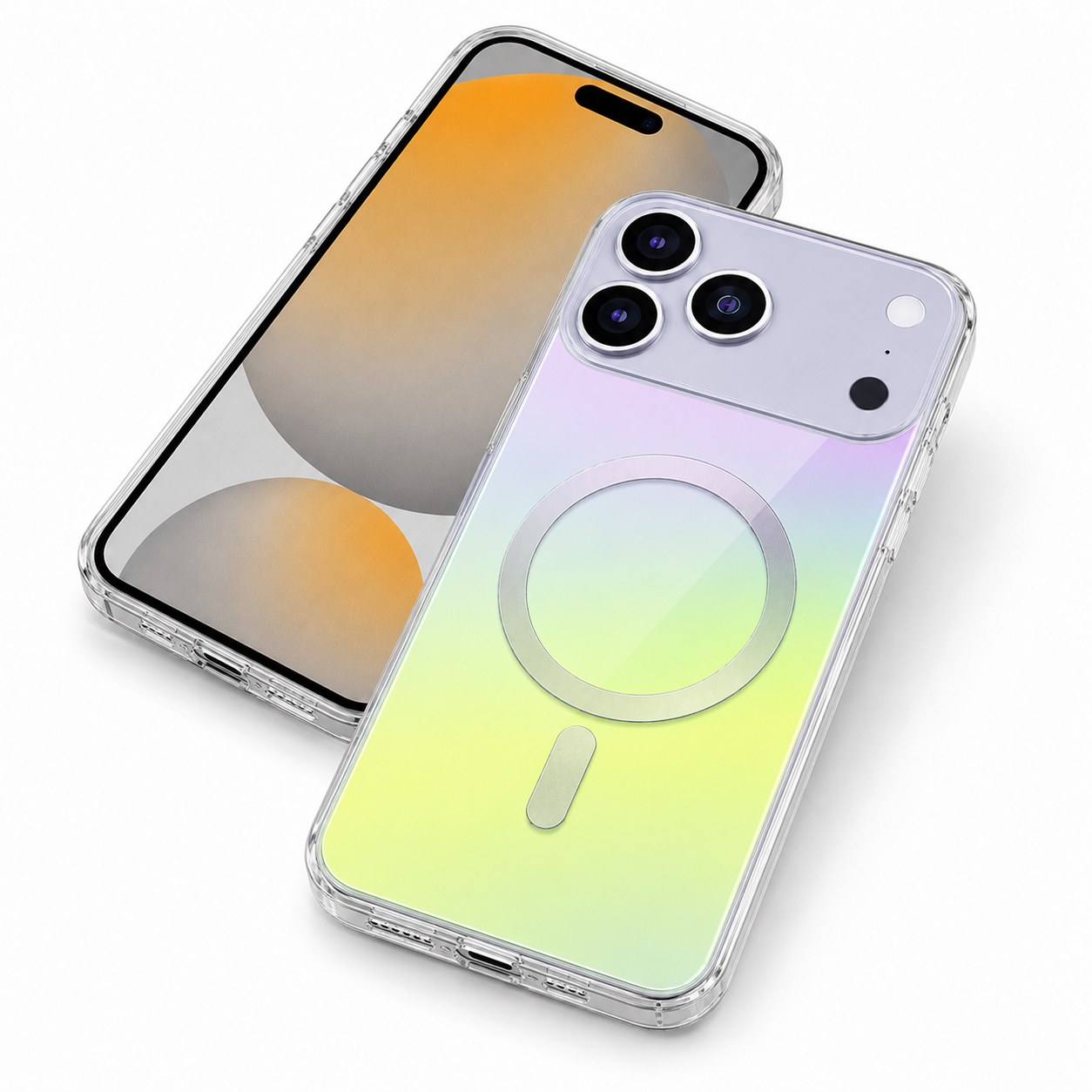 Colorful gradient MagSafe phone case Apple iPhone 17 Pro, durable transparent smartphone cover, anti-scratch case