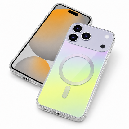 Colorful gradient MagSafe phone case Apple iPhone 17 Pro, durable transparent smartphone cover, anti-scratch case