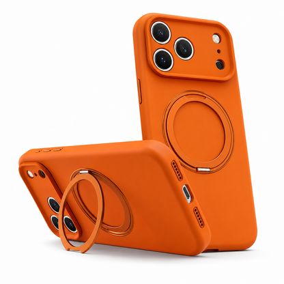 MagSafe compatible ring holder case iPhone 17 Pro, protective smartphone cover orange