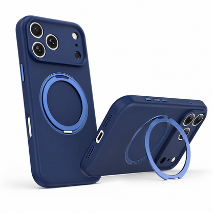 Blue Shockproof iPhone 17 Pro Max Case with Magnetic Ring Stand Durable Phone Protection