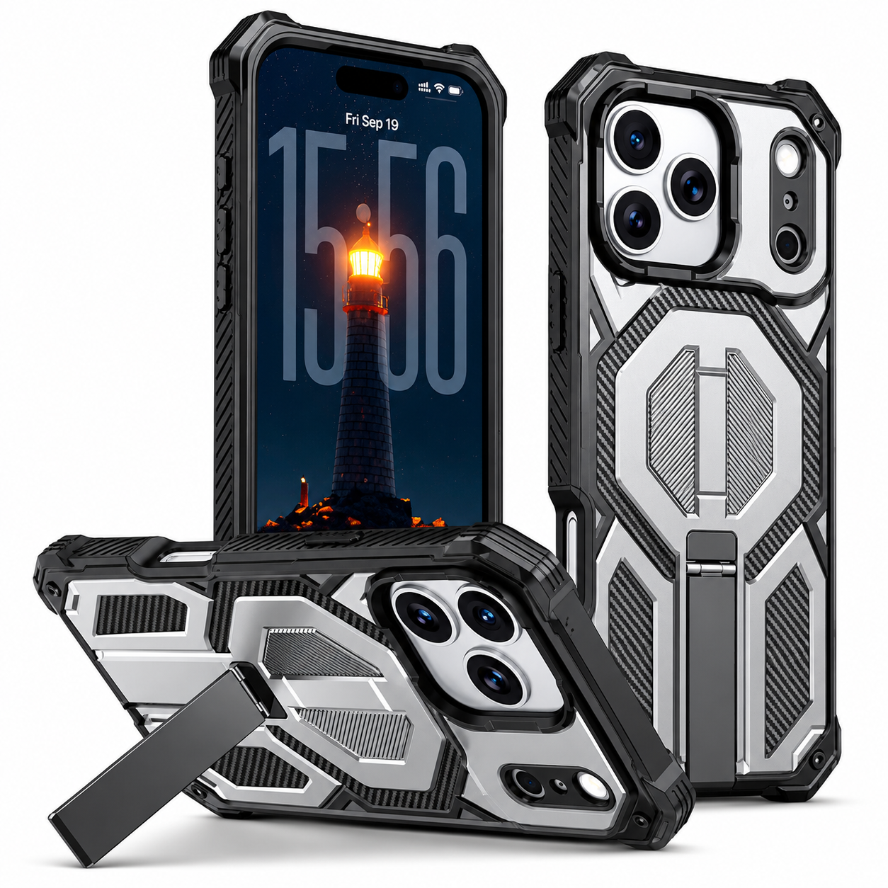 Grey MagSafe Outrider Case for Apple iPhone 17 Pro, rugged shockproof phone cover