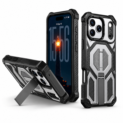 MagSafe rugged armor smartphone case for iPhone 17 Pro, impact-resistant mobile cover