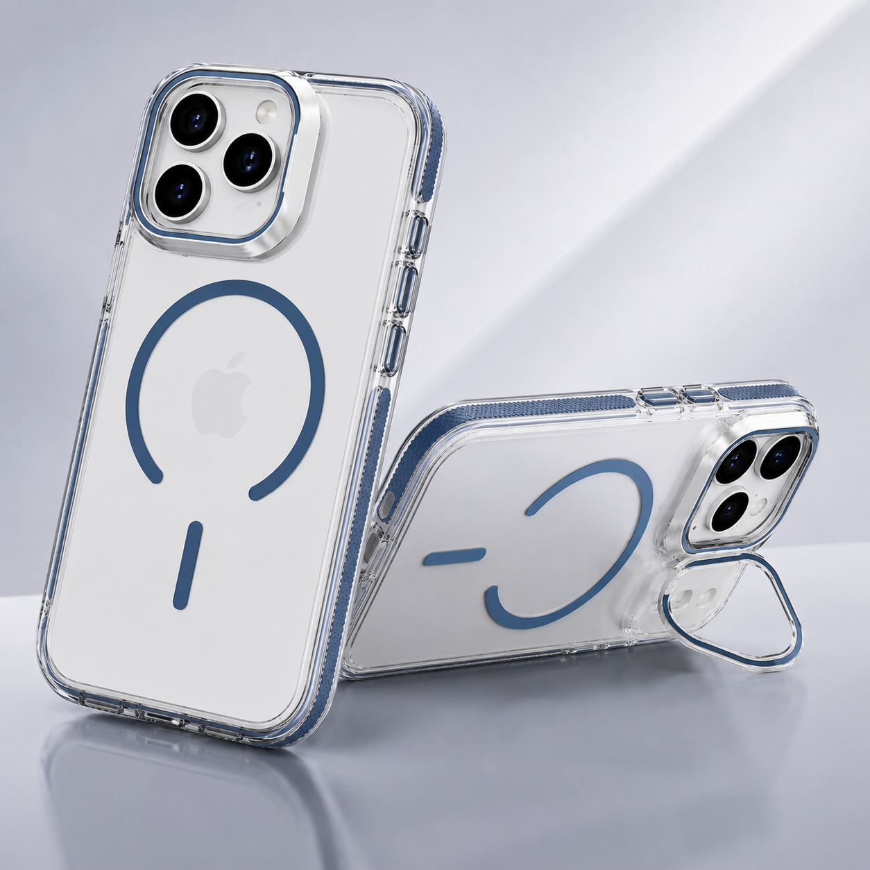 Shockproof Dark Blue iPhone 17 Pro Max Case with Magnetic Charging and Stand Feature