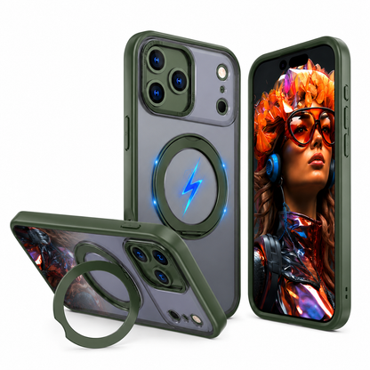 Shockproof Green Smartphone Case with Ring Holder for iPhone 17 Pro