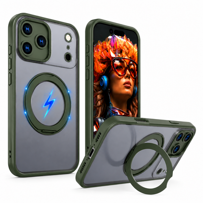 Green Military Grade iPhone 17 Pro Max Phone Case with Magnetic Stand