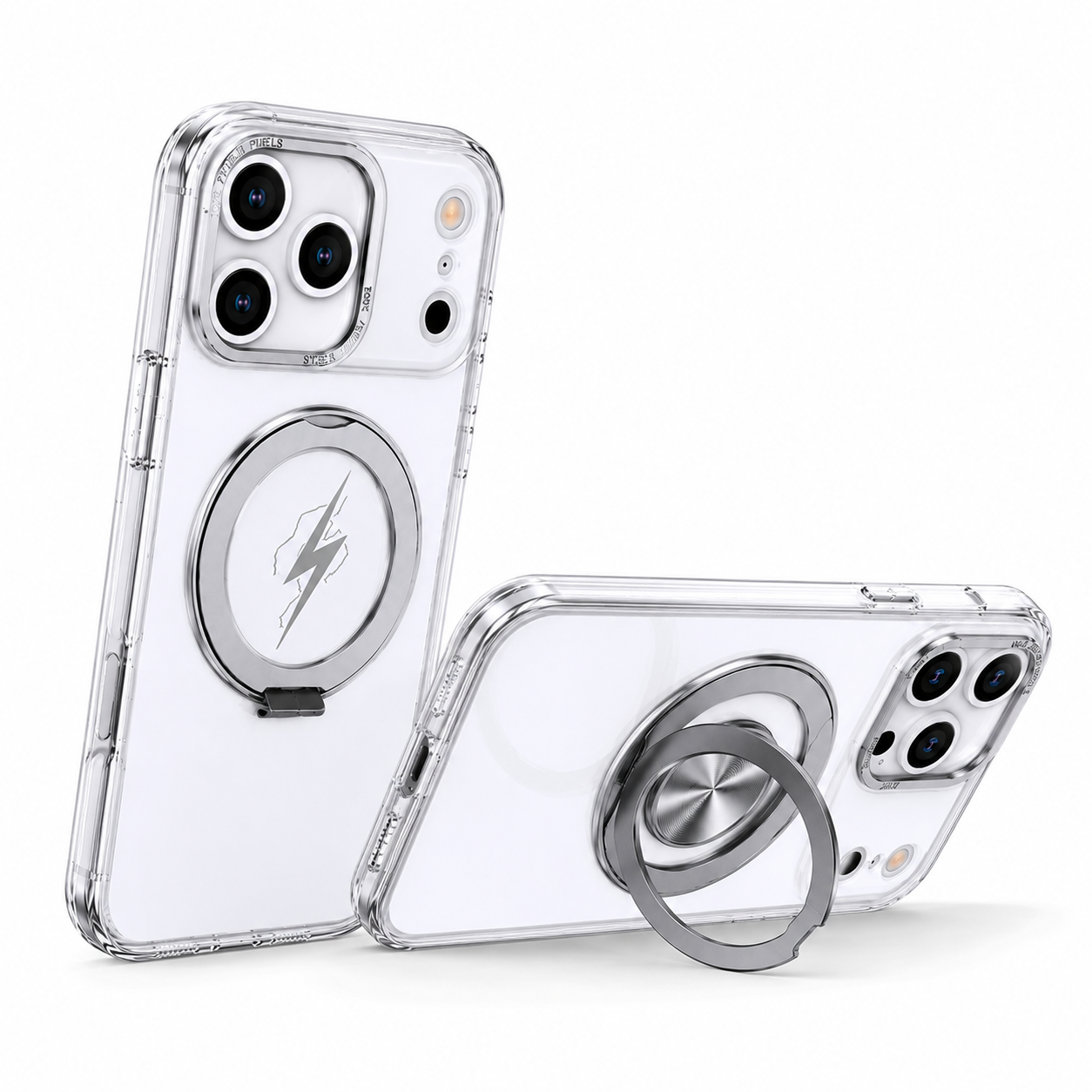 Silver Ring Stand Phone Case for iPhone 17 Pro Max | Durable Protective Smartphone Case