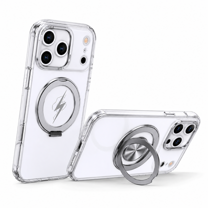Silver Ring Stand Phone Case for iPhone 17 Pro Max | Durable Protective Smartphone Case